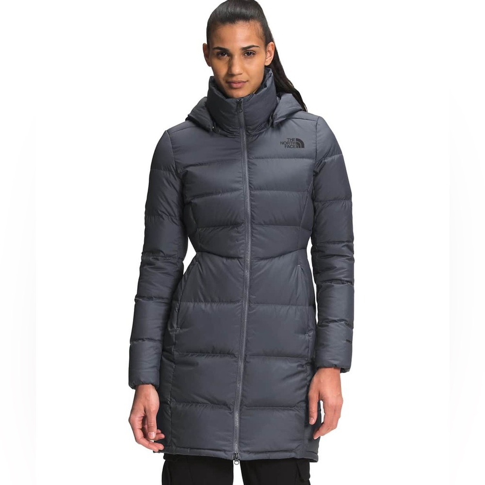 The North Face Women's Long Puffer Coat in Charcoal